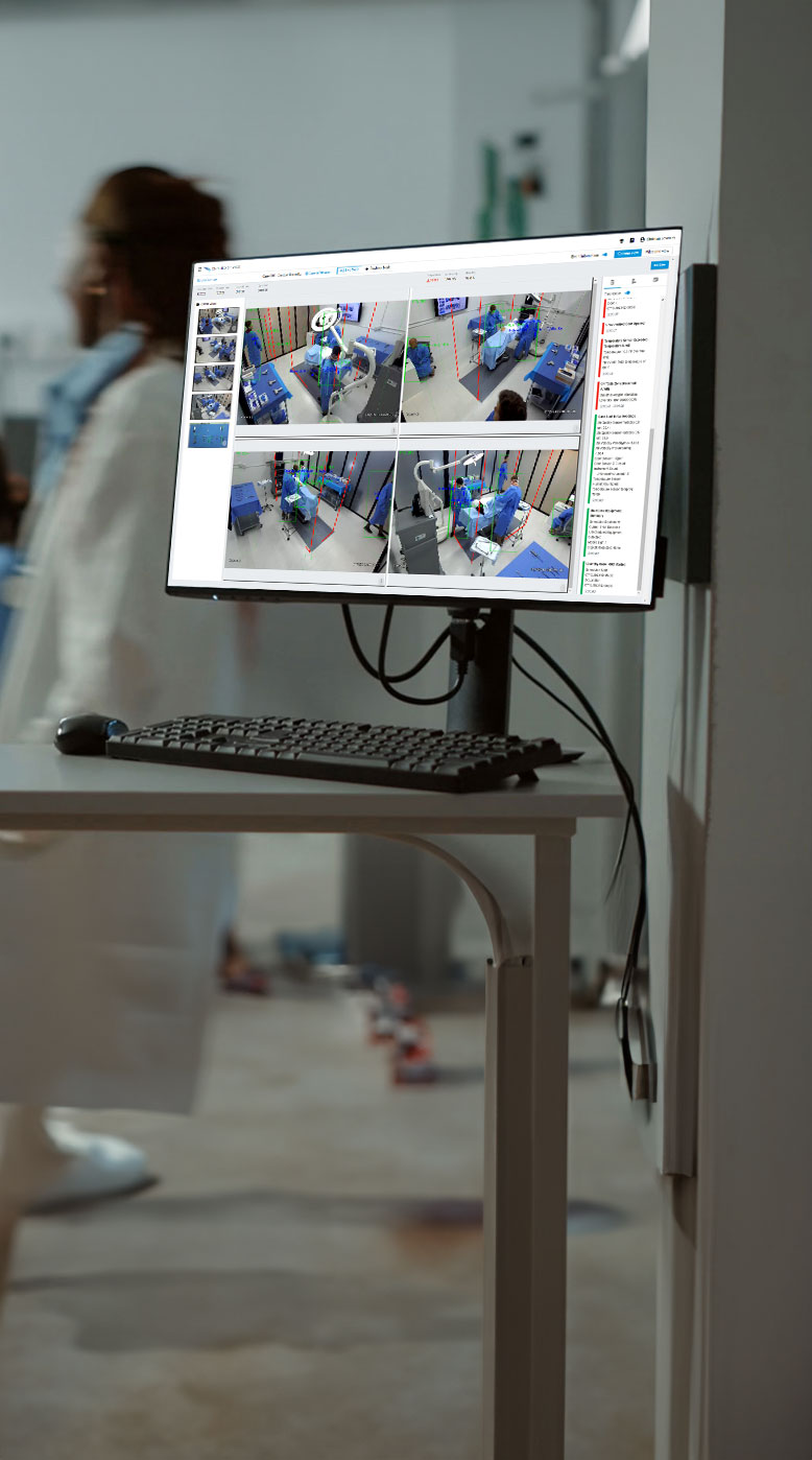 OMNIMED SmartOR dashboard with patients in background