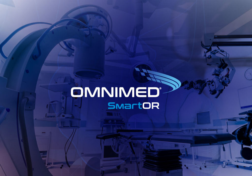 Omnimed logo laid over medical equipment background